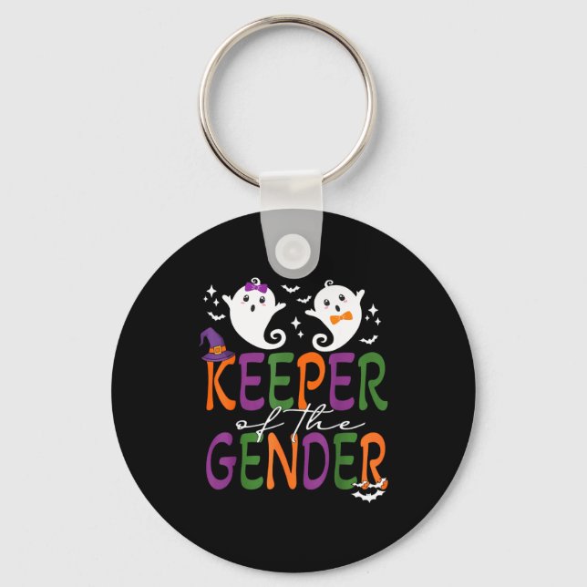 Keeper Of The Gender Reveal Halloween Pregnancy An Keychain (Front)