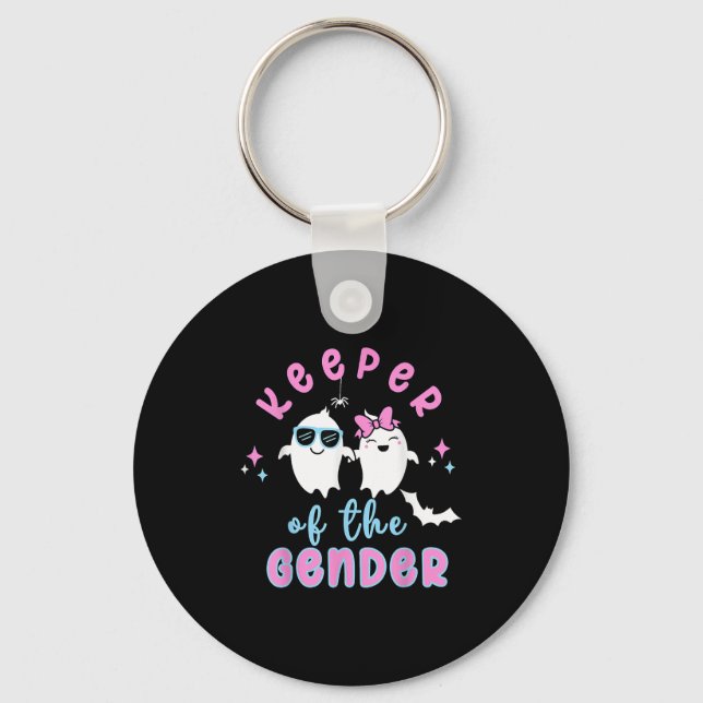 Keeper Of The Gender Reveal Halloween Pregnancy An Keychain (Front)