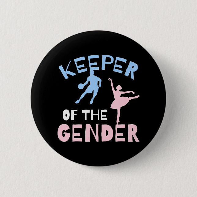 Keeper Of The Gender Reveal Party Basketball 2 Inch Round Button (Front)