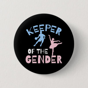 Keeper Of The Gender Reveal Party Basketball 2 Inch Round Button