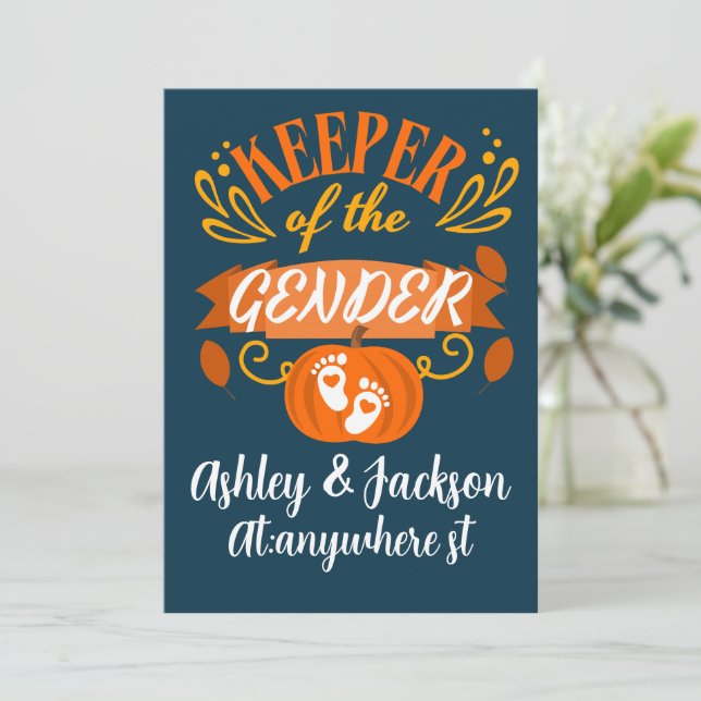 Keeper of the gender Thanksgiving gender reveal Invitation (Standing Front)