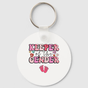 Keeper Of The Gender Valentine Day Gender Reveal B Keychain