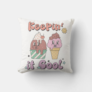 Keepin' It Cool Retro Summer Throw Pillow