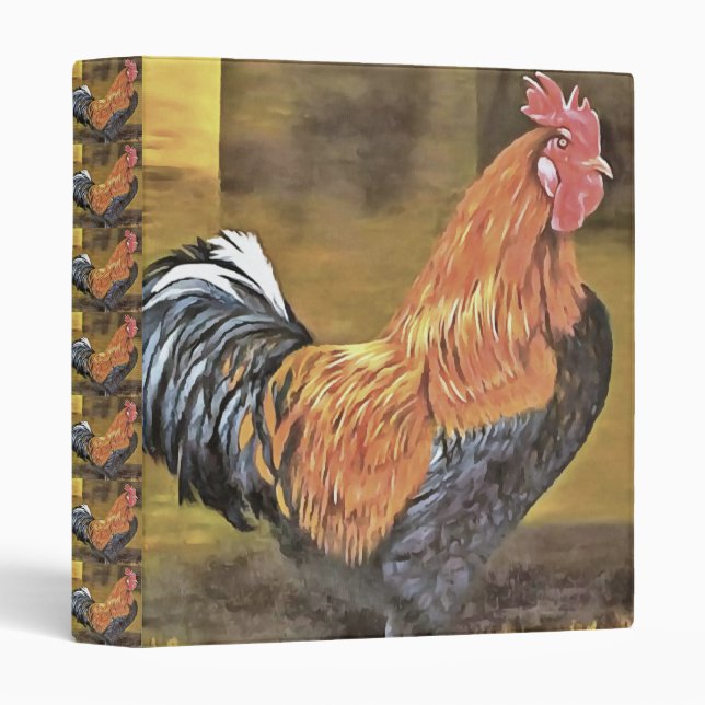 Keeping Chickens Farmyard Rooster Art  Binder (Front/Spine)