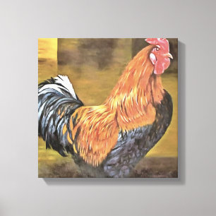 Keeping Chickens Farmyard Rooster Art  Canvas Print
