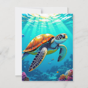 Keeping in Touch Sea Turtle Postcard