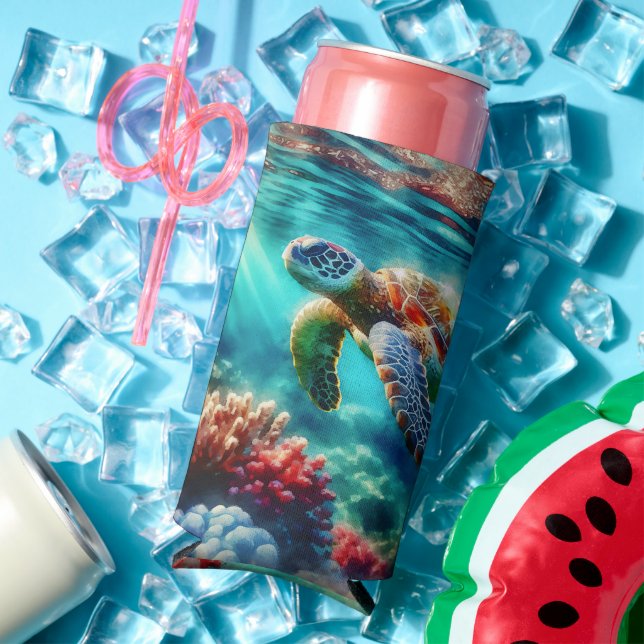 Keeping in Touch  | Sea Turtle Swimming Seltzer Can Cooler (In Situ Summer)