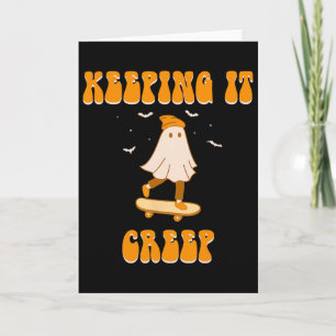 Keeping It Creep Ghost Skateboard Halloween Skateb Card