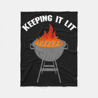 Keeping It Lit Funny Bbq Grilling  Fleece Blanket
