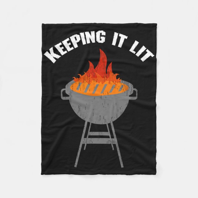 Keeping It Lit Funny Bbq Grilling  Fleece Blanket (Front)