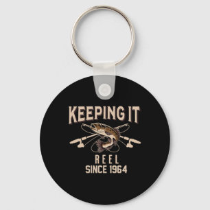 Keeping It Reel Since 1964 Fisherman Fisherwoman B Keychain