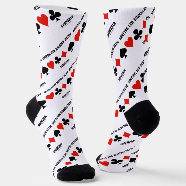 Keeping The Bidding Alive Redouble 4 Card Suits Socks (Angled)