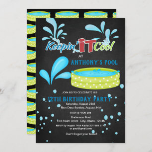 Keep'n It Cool Pool Party Birthday Invitation