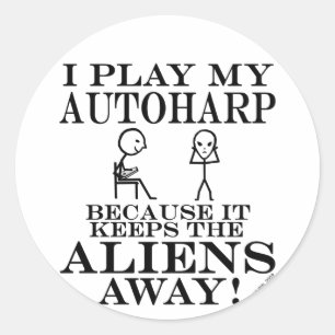 Keeps Aliens Away Autoharp Classic Round Sticker