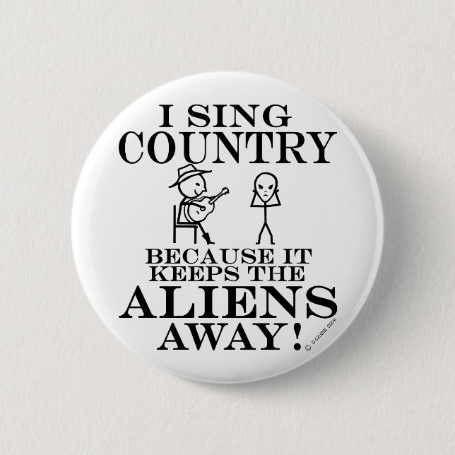 Keeps Aliens Away Country 2 Inch Round Button (Front)