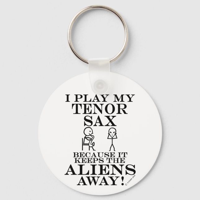 Keeps Aliens Away Tenor Sax Keychain (Front)