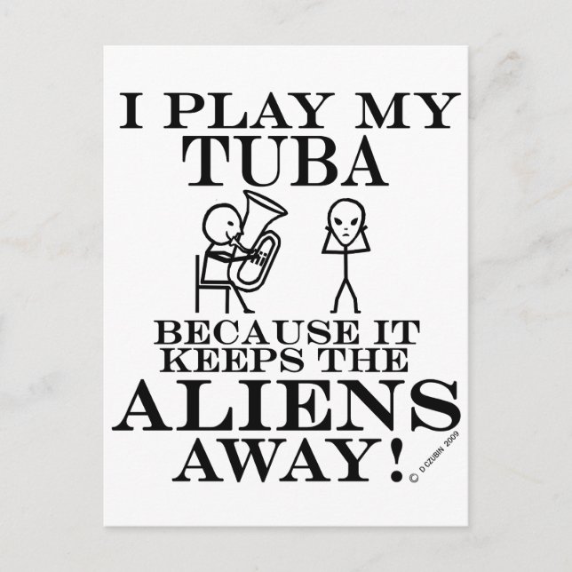 Keeps Aliens Away Tuba Postcard (Front)