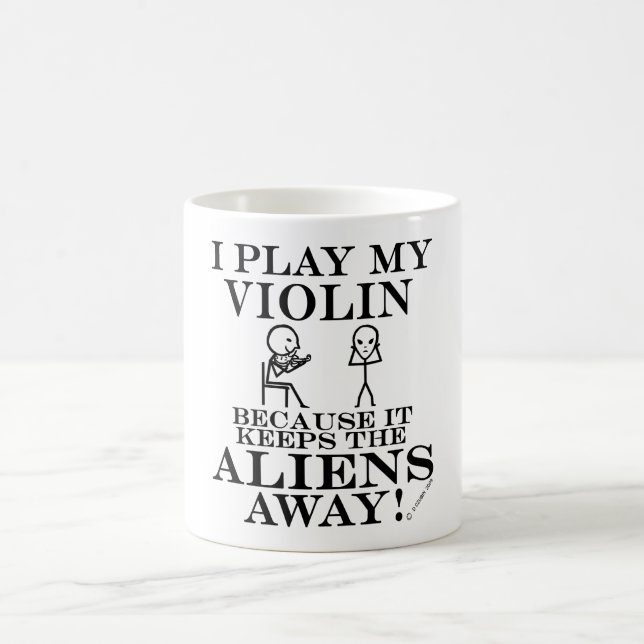 Keeps Aliens Away Violin Coffee Mug (Center)