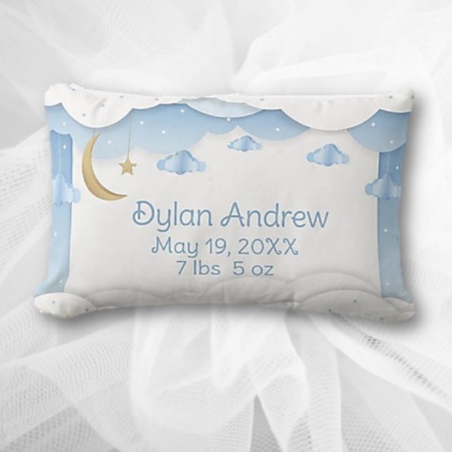 Keepsake Baby  Boy Birth Record Lumbar Pillow (Creator Uploaded)