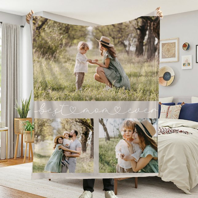 Keepsake Best Mom Ever Photo Beige Fleece Blanket (Creator Uploaded)