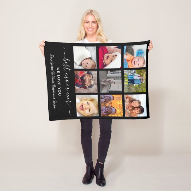 Keepsake Best Mom Ever Photo Collage Mothers Day Fleece Blanket (In Situ)