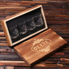 Keepsake Box & Set of 4 Etched Shot Glasses