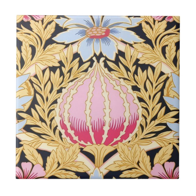 Keepsake Ceramic Tile - Art Nouveau Floral Pattern (Front)