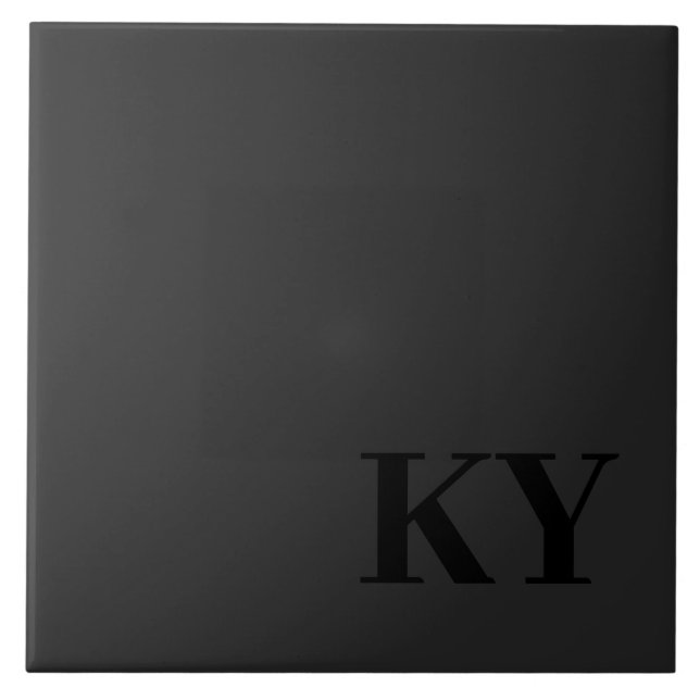 Keepsake Ceramic Tile - Initials, Black, Dark Gray (Front)