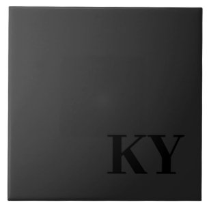 Keepsake Ceramic Tile - Initials, Black, Dark Grey