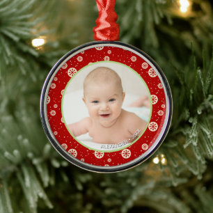 Keepsake Christmas Photo Name Metal Ornament