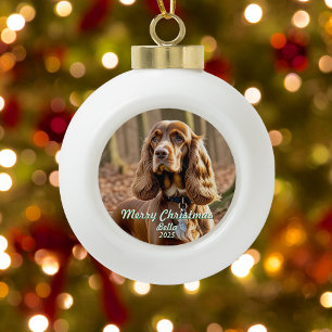  Keepsake Cocker Spaniel Photo Personalize  Ceramic Ball Christmas Ornament