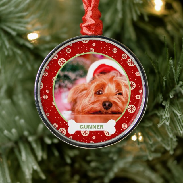 Keepsake Dog Photo Christmas Holiday Personalized Metal Ornament (Tree)