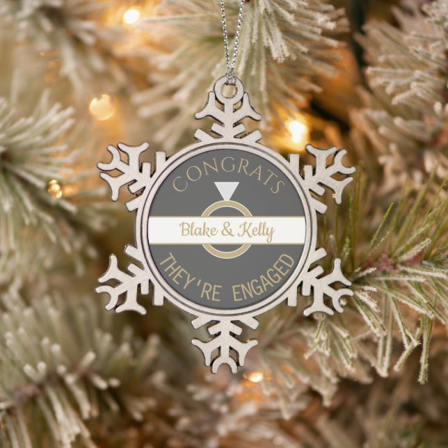 Keepsake Engagement Snowflake Framed Ornament (Tree)