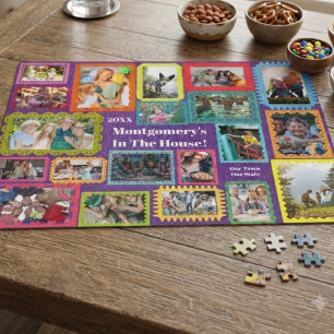 Keepsake Family 20 Photo Typography Jigsaw Puzzle