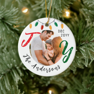 Keepsake Family Photo White Joy Festive Christmas Ceramic Ornament