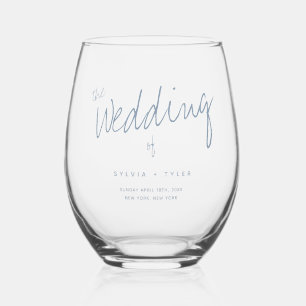 Keepsake Favour Typography Wedding Stemless Wine Glass