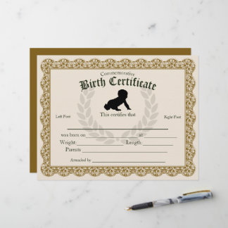 Keepsake Fill-in Footprint Baby Birth Certificate