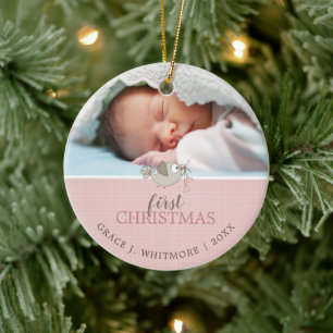 Keepsake First Christmas Photo Girl Ceramic Ornament