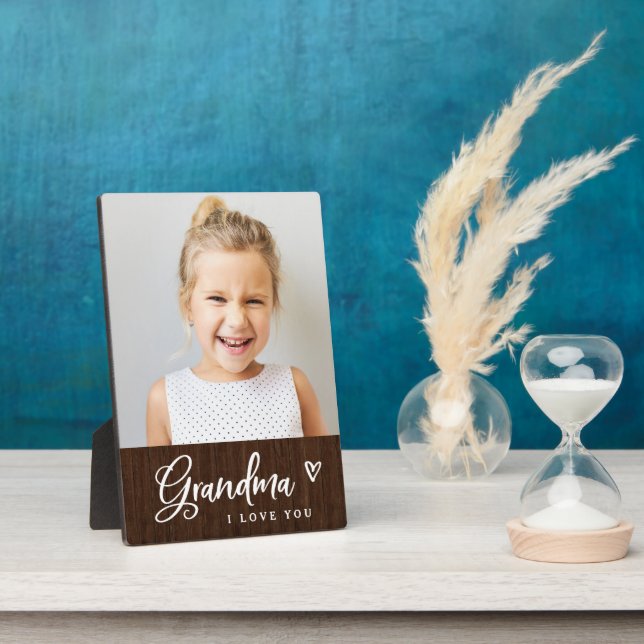 Keepsake for Grandma | Cute Rustic Photo Plaque (Side)