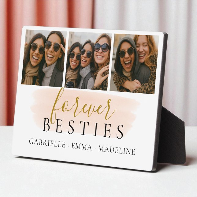 Keepsake Forever Besties Friends 3 Photo Collage Plaque (Creator Uploaded)