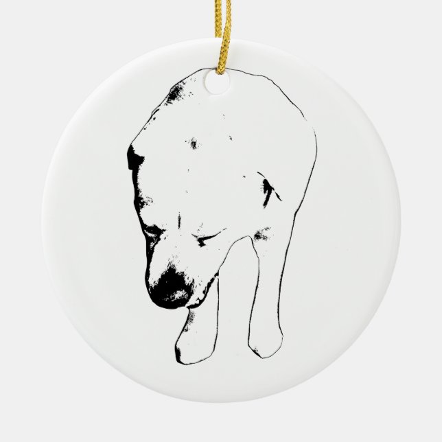 Keepsake Labrador, Gentle Head-Down Ceramic Ornament (Front)