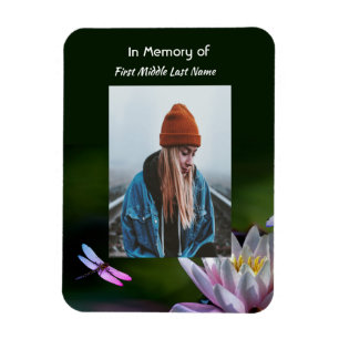 Keepsake Memorial Dragonfly Lotus Flower Magnet