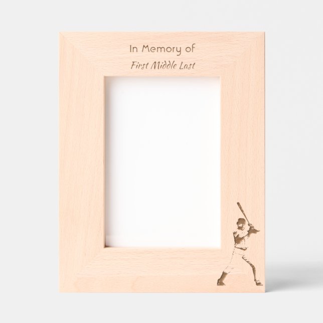 Keepsake Memorial Memory Card Baseball Sport  Etched Frames (Front)