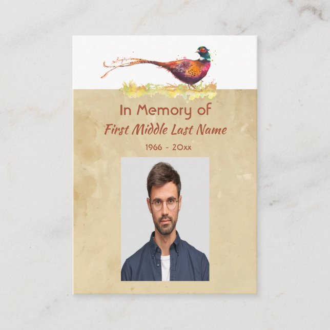 Keepsake Memorial Photo Invite Pheasant Bird Art (Front)