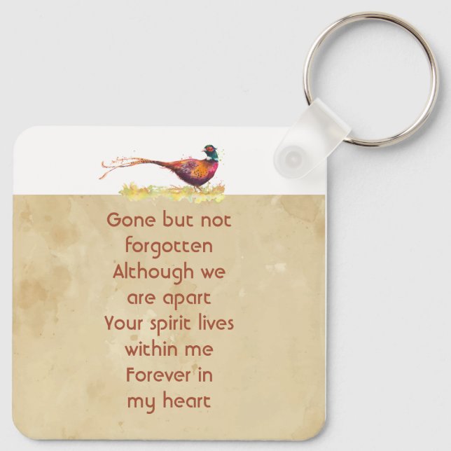 Keepsake Memorial Photo Invite Pheasant Bird Art Keychain (Back)