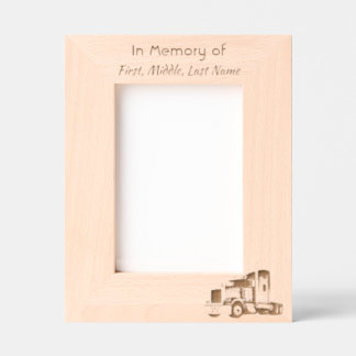 Keepsake Memorial  Semi-Truck Tractor-trailer  Etched Frames