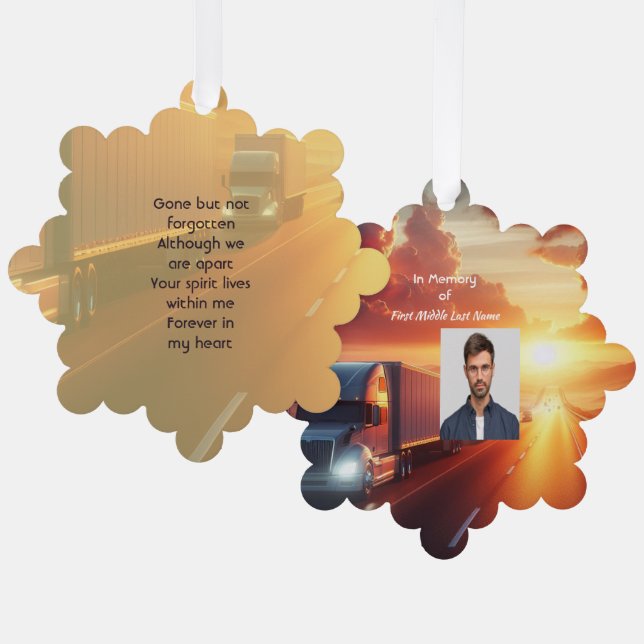 Keepsake Memorial Semi-Truck Tractor-trailer  Ornament Card (Front/Back)