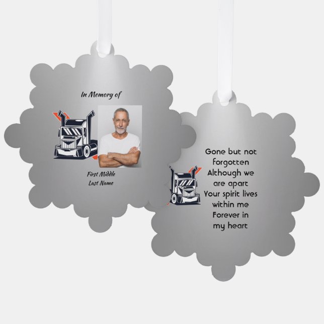 Keepsake Memorial Semi-Truck Tractor-trailer  Ornament Card (Front/Back)