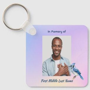 Keepsake Memorial Watercolor Bluejay Garden Keychain