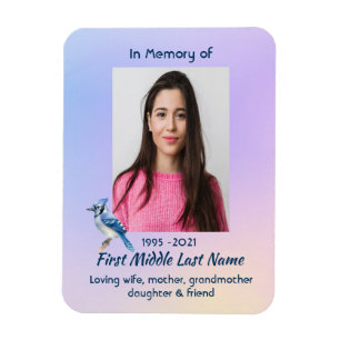 Keepsake Memorial Watercolor Bluejay Garden  Magnet